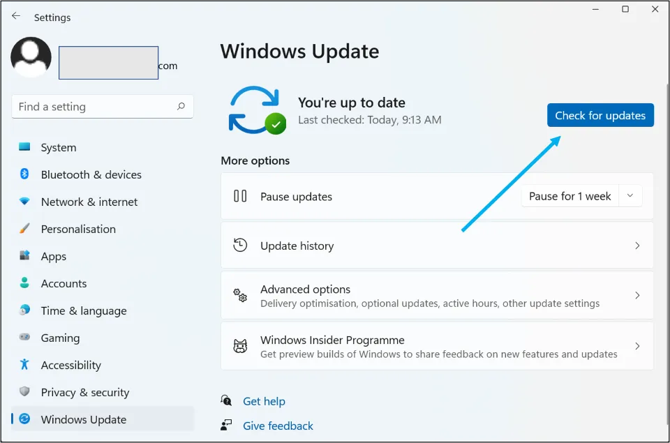 Select Windows update