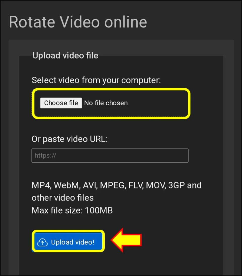 Upload the video that you will rotate