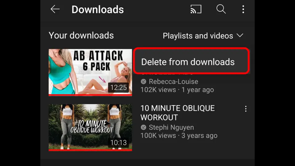 Choose Delete from downloads.