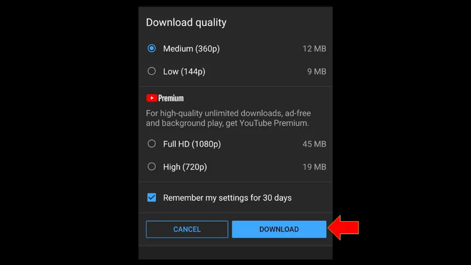 Choose the video quality. And then click the Download option to save the video
