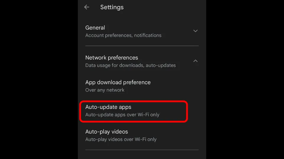 Tap on Auto-update apps